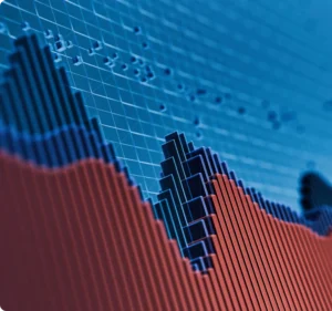 3D bar graph with red and blue.