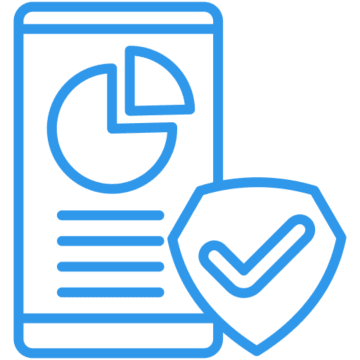 Chart and shield icon on smartphone screen.